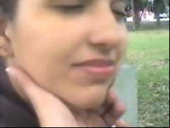 Indian chick sucks cock outdoor